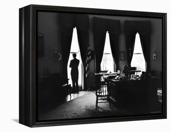 President John F. Kennedy and Attorney Gen. Robert F. Kennedy in the Oval Office at the White House-Art Rickerby-Framed Premier Image Canvas