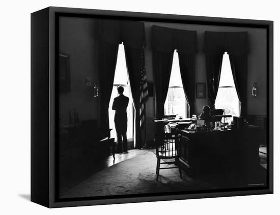 President John F. Kennedy and Attorney Gen. Robert F. Kennedy in the Oval Office at the White House-Art Rickerby-Framed Premier Image Canvas