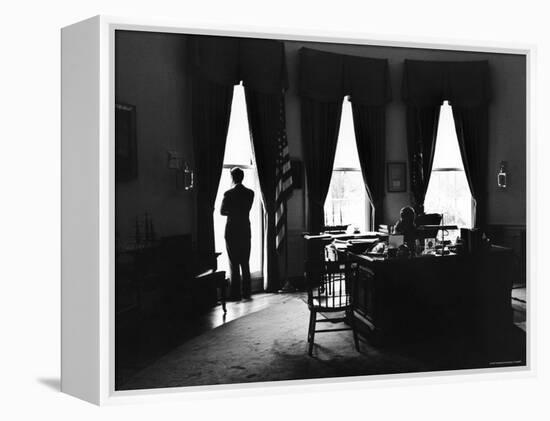 President John F. Kennedy and Attorney Gen. Robert F. Kennedy in the Oval Office at the White House-Art Rickerby-Framed Premier Image Canvas