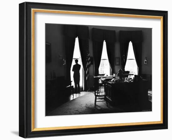 President John F. Kennedy and Attorney Gen. Robert F. Kennedy in the Oval Office at the White House-Art Rickerby-Framed Photographic Print