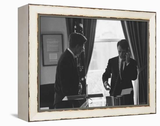 President John F Kennedy and Brother, Attorney General Robert F. Kennedy During the Steel Crisis-Art Rickerby-Framed Premier Image Canvas