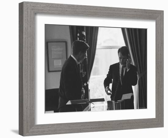 President John F Kennedy and Brother, Attorney General Robert F. Kennedy During the Steel Crisis-Art Rickerby-Framed Photographic Print