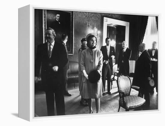 President John F. Kennedy and His Wife on the Day of President Kennedy's Inauguration Ceremony-Ed Clark-Framed Premier Image Canvas