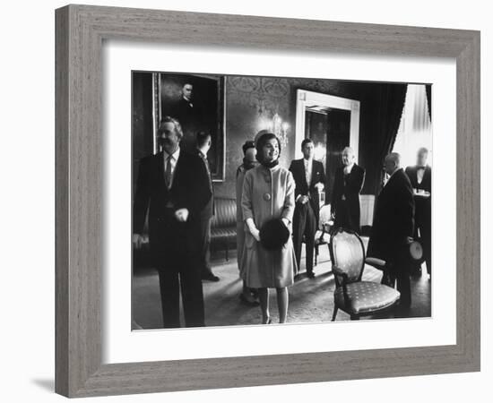 President John F. Kennedy and His Wife on the Day of President Kennedy's Inauguration Ceremony-Ed Clark-Framed Photographic Print