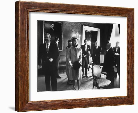 President John F. Kennedy and His Wife on the Day of President Kennedy's Inauguration Ceremony-Ed Clark-Framed Photographic Print