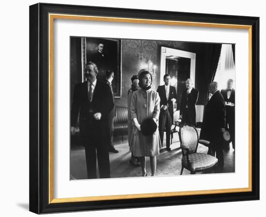 President John F. Kennedy and His Wife on the Day of President Kennedy's Inauguration Ceremony-Ed Clark-Framed Photographic Print