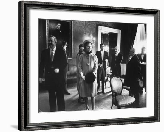 President John F. Kennedy and His Wife on the Day of President Kennedy's Inauguration Ceremony-Ed Clark-Framed Photographic Print