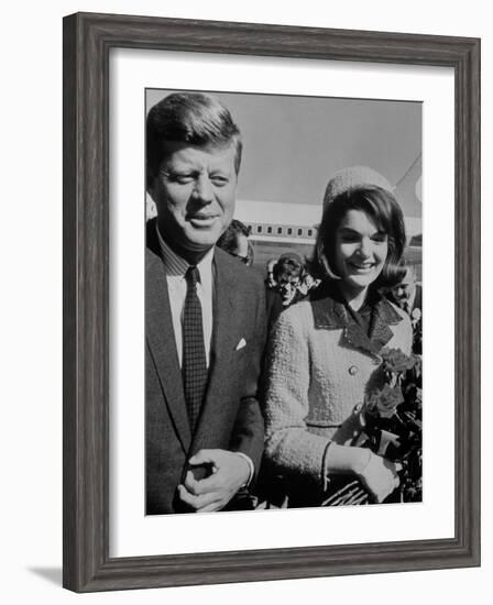 President John F. Kennedy and Wife Arriving at Airport-Art Rickerby-Framed Photographic Print