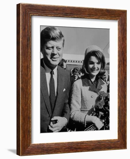 President John F. Kennedy and Wife Arriving at Airport-Art Rickerby-Framed Photographic Print