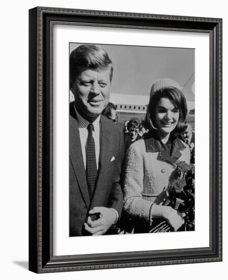 President John F. Kennedy and Wife Arriving at Airport-Art Rickerby-Framed Photographic Print