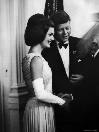 'President John F. Kennedy, and Wife Jackie Greeting Guests at Party ...