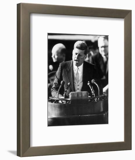 President John F. Kennedy Delivers Inaugural Address after Taking Oath of Office, January 20, 1961-null-Framed Photographic Print