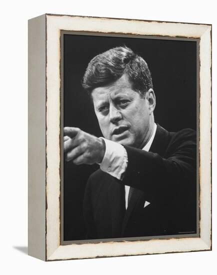 President John F. Kennedy During Press Conference-Joe Scherschel-Framed Premier Image Canvas