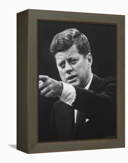 President John F. Kennedy During Press Conference-Joe Scherschel-Framed Premier Image Canvas