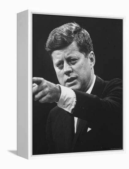 President John F. Kennedy During Press Conference-Joe Scherschel-Framed Premier Image Canvas