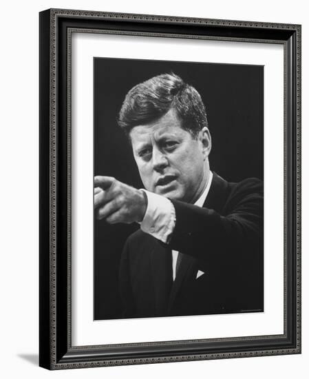 President John F. Kennedy During Press Conference-Joe Scherschel-Framed Photographic Print