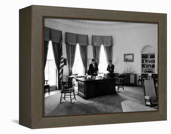 President John F. Kennedy in Oval Office with Brother, Attorney General Robert F. Kennedy-Art Rickerby-Framed Premier Image Canvas