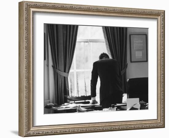 President John F. Kennedy in the Oval Office During the Steel Crisis--Framed Photographic Print