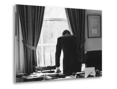 President John F Kennedy In The Oval Office During The Steel
