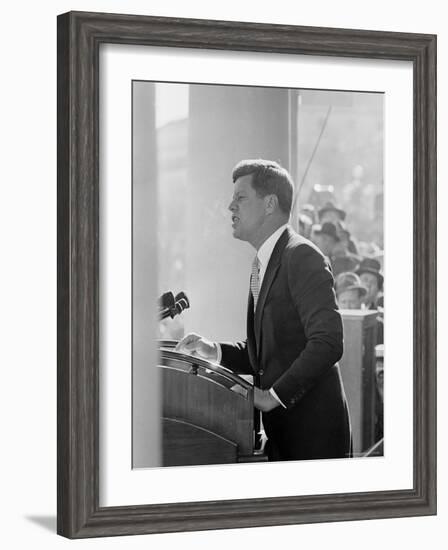 President John F. Kennedy Making Inaugural Address-Joe Scherschel-Framed Photographic Print