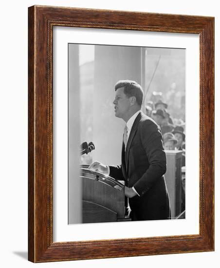 President John F. Kennedy Making Inaugural Address-Joe Scherschel-Framed Photographic Print