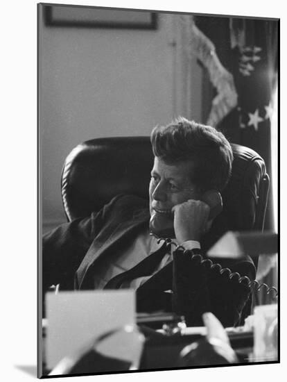 President John F. Kennedy on the Telephone in the Oval Office During the Steel Crisis-Art Rickerby-Mounted Photographic Print