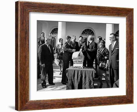 President John F. Kennedy Receives a Thanksgiving Turkey-Stocktrek Images-Framed Photographic Print