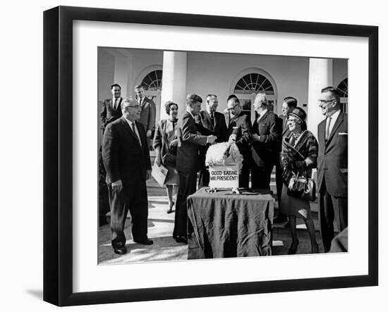 President John F. Kennedy Receives a Thanksgiving Turkey-Stocktrek Images-Framed Photographic Print