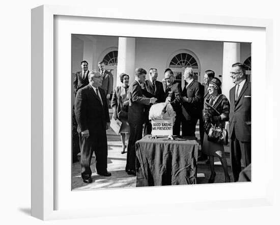 President John F. Kennedy Receives a Thanksgiving Turkey-Stocktrek Images-Framed Photographic Print