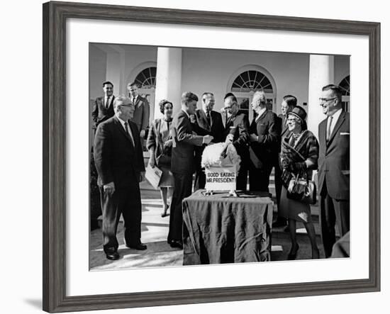 President John F. Kennedy Receives a Thanksgiving Turkey-Stocktrek Images-Framed Photographic Print