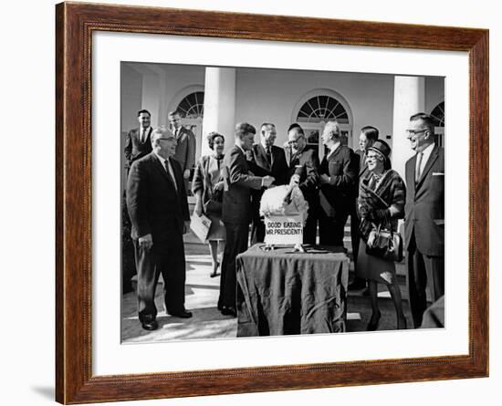 President John F. Kennedy Receives a Thanksgiving Turkey-Stocktrek Images-Framed Photographic Print