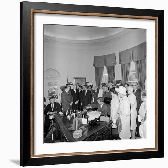 President John F. Kennedy Signing the Equal Pay Act-Stocktrek Images-Framed Photographic Print