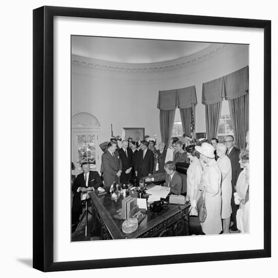 President John F. Kennedy Signing the Equal Pay Act-Stocktrek Images-Framed Photographic Print