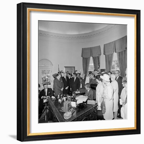 President John F. Kennedy Signing the Equal Pay Act-Stocktrek Images-Framed Photographic Print