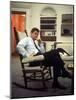 President John F. Kennedy Sitting in Rocking Chair in His White House Office-Paul Schutzer-Mounted Photographic Print