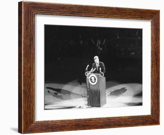 President John F. Kennedy Speaking at the Democratic Rally for His Birthday-Yale Joel-Framed Photographic Print