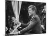 President John F. Kennedy, Waving at Crowd During Speech-John Dominis-Mounted Photographic Print