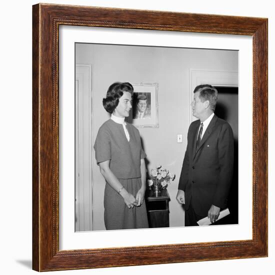 President John F. Kennedy with a Former White House Staff Member-Stocktrek Images-Framed Photographic Print