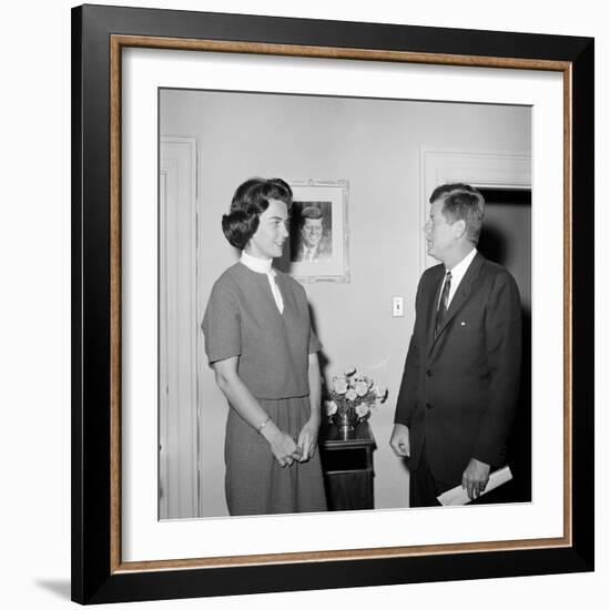 President John F. Kennedy with a Former White House Staff Member-Stocktrek Images-Framed Photographic Print