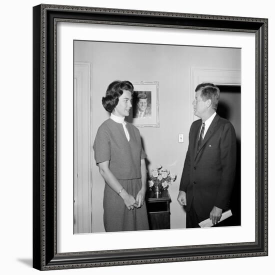 President John F. Kennedy with a Former White House Staff Member-Stocktrek Images-Framed Photographic Print