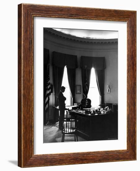 President John F. Kennedy with Brother, Attorney General Robert Kennedy in White House Office-Art Rickerby-Framed Photographic Print