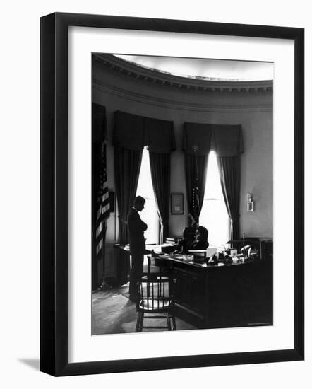 President John F. Kennedy with Brother, Attorney General Robert Kennedy in White House Office-Art Rickerby-Framed Photographic Print