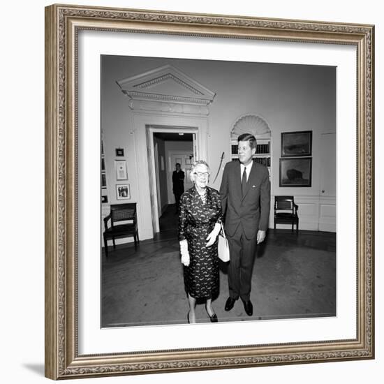 President John F. Kennedy with Newspaper Publisher Inside White House-Stocktrek Images-Framed Photographic Print