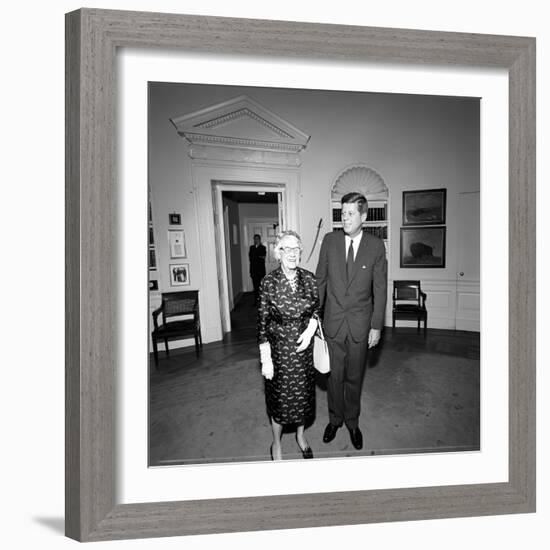 President John F. Kennedy with Newspaper Publisher Inside White House-Stocktrek Images-Framed Photographic Print