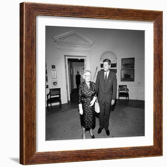 President John F. Kennedy with Newspaper Publisher Inside White House-Stocktrek Images-Framed Photographic Print