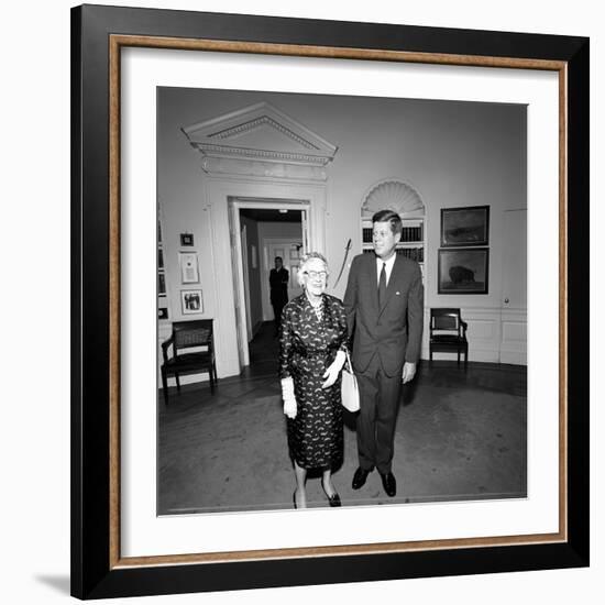 President John F. Kennedy with Newspaper Publisher Inside White House-Stocktrek Images-Framed Photographic Print