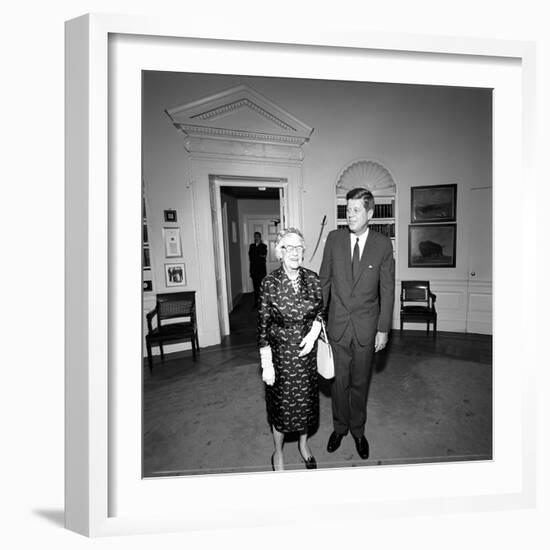 President John F. Kennedy with Newspaper Publisher Inside White House-Stocktrek Images-Framed Photographic Print