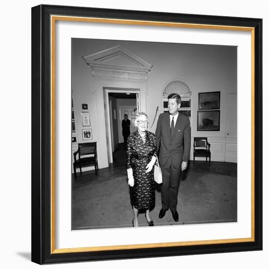 President John F. Kennedy with Newspaper Publisher Inside White House-Stocktrek Images-Framed Photographic Print