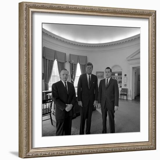 President John. F. Kennedy with Visitors at the White House-Stocktrek Images-Framed Photographic Print