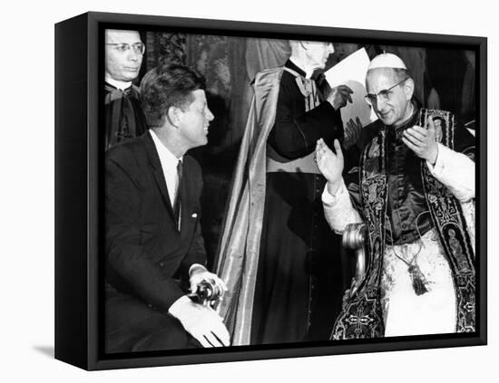 President John Kennedy and Pope Paul VI in Conversation-null-Framed Stretched Canvas